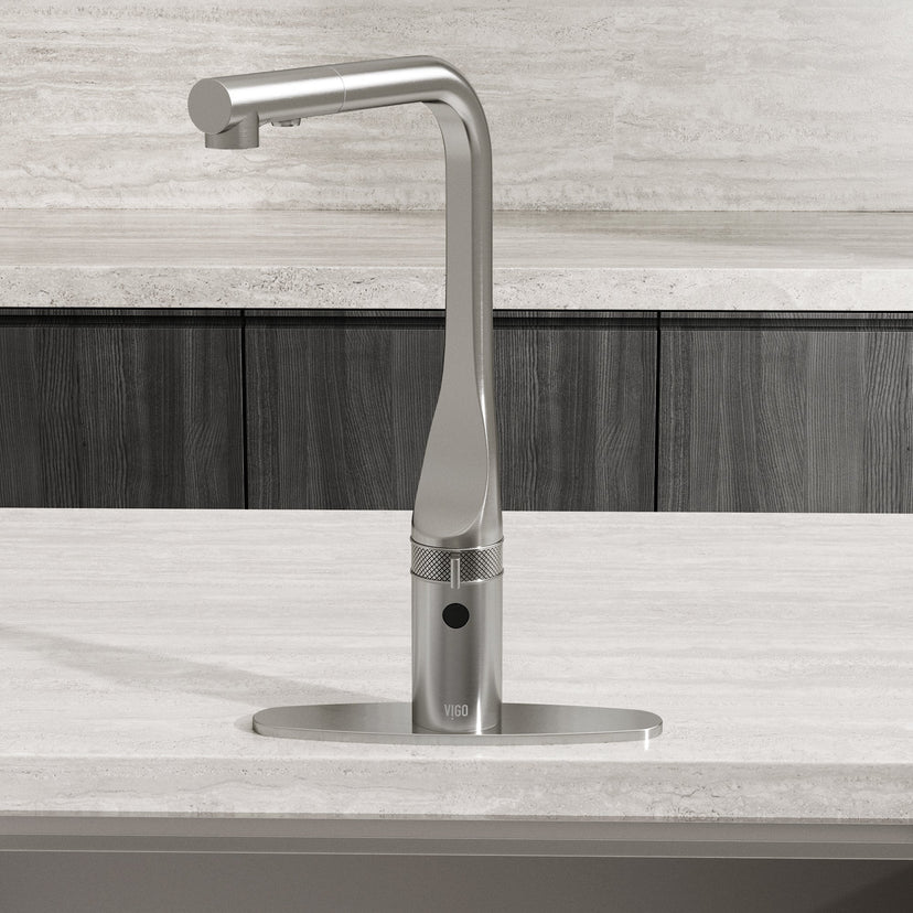 Contemporary kitchen faucet accessory in stainless steel finish