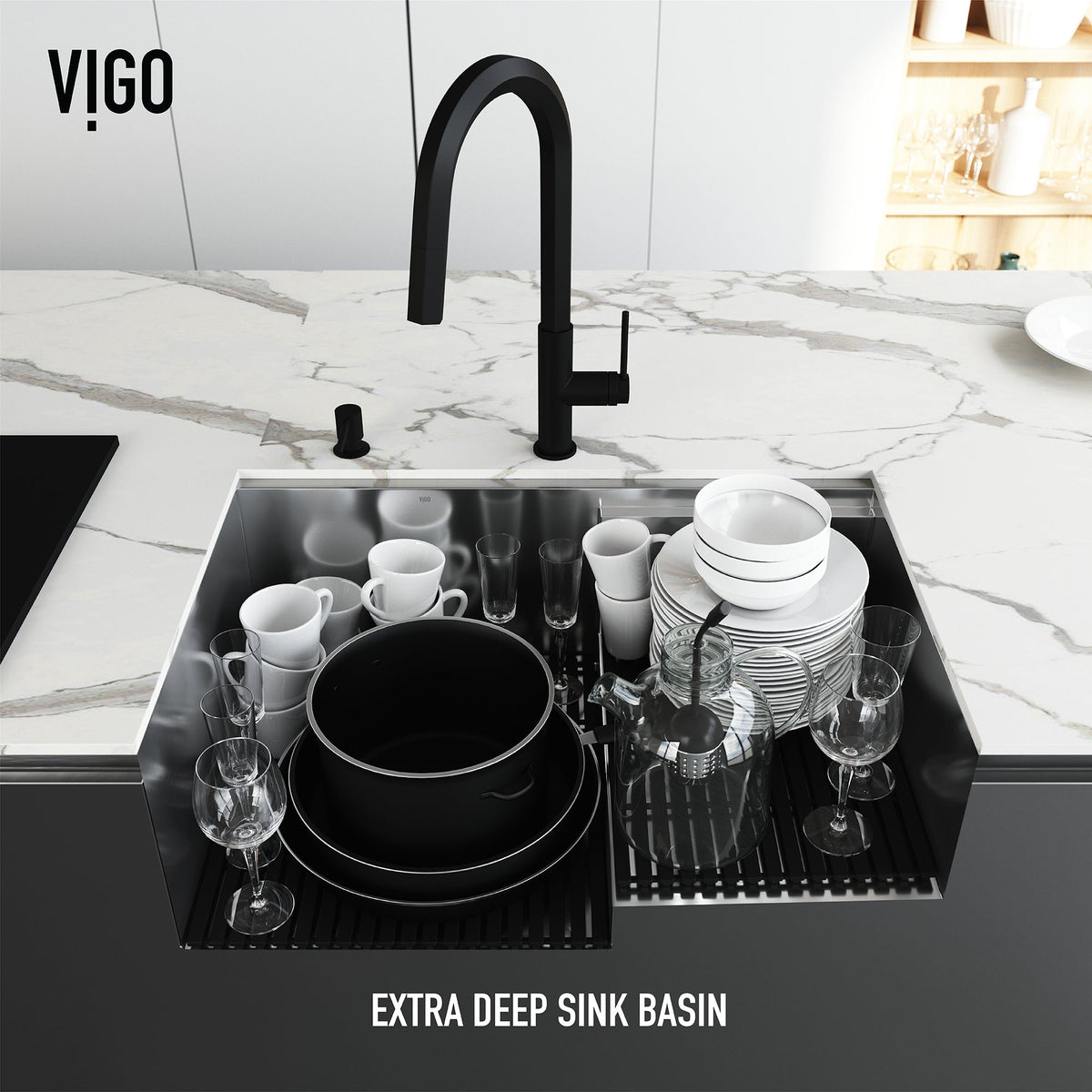 Undermount sink with mounting materials included and sleek rectangular shape