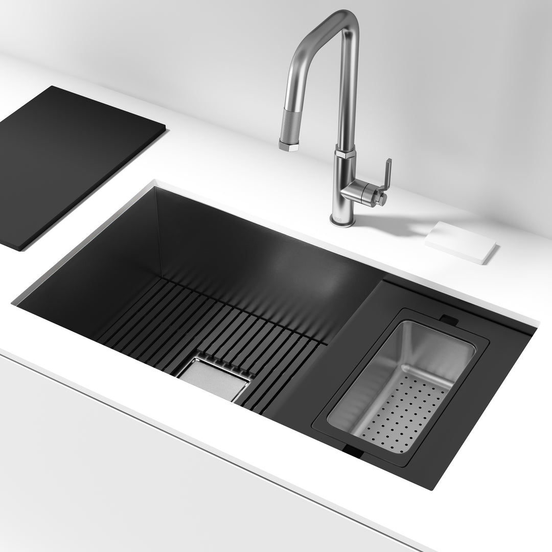 Rectangular stainless steel sink with mounting hardware included for easy installation