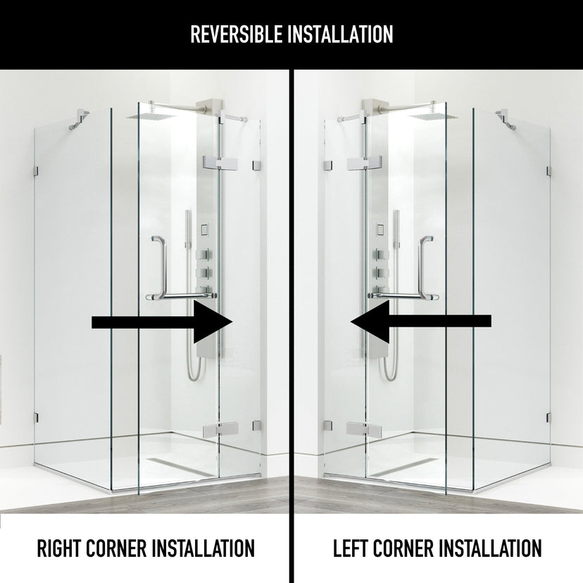 Clear glass shower with included mounting and door hardware