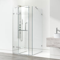 Standard installation frameless shower with clear glass