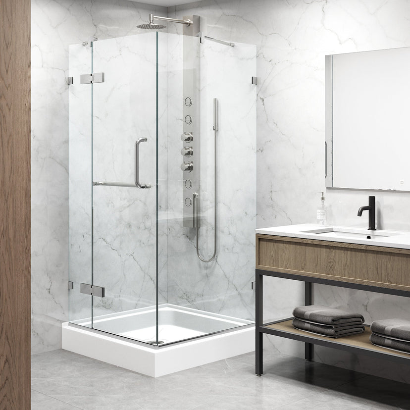 Modern shower enclosure with slip-resistant floor