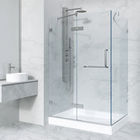 Left installation shower enclosure with base and slip-resistant floor