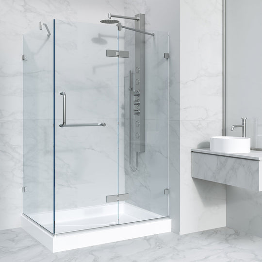 Right installation shower enclosure with base and slip-resistant floor