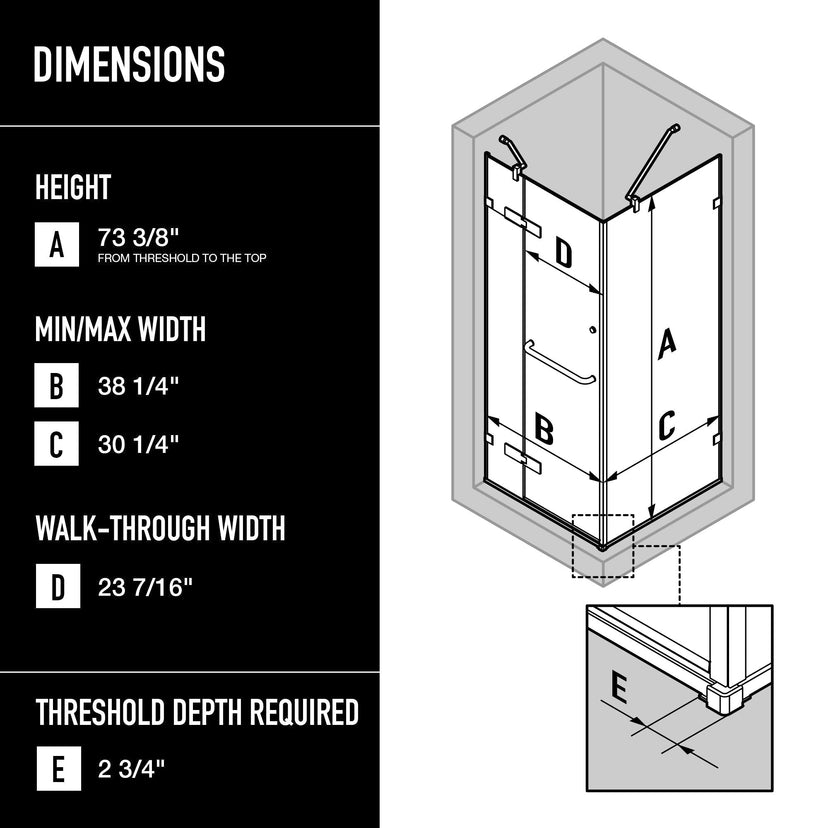 Frameless shower with Magnalock and Seal-through technology