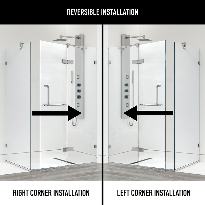 Shower door with included mounting and door hardware