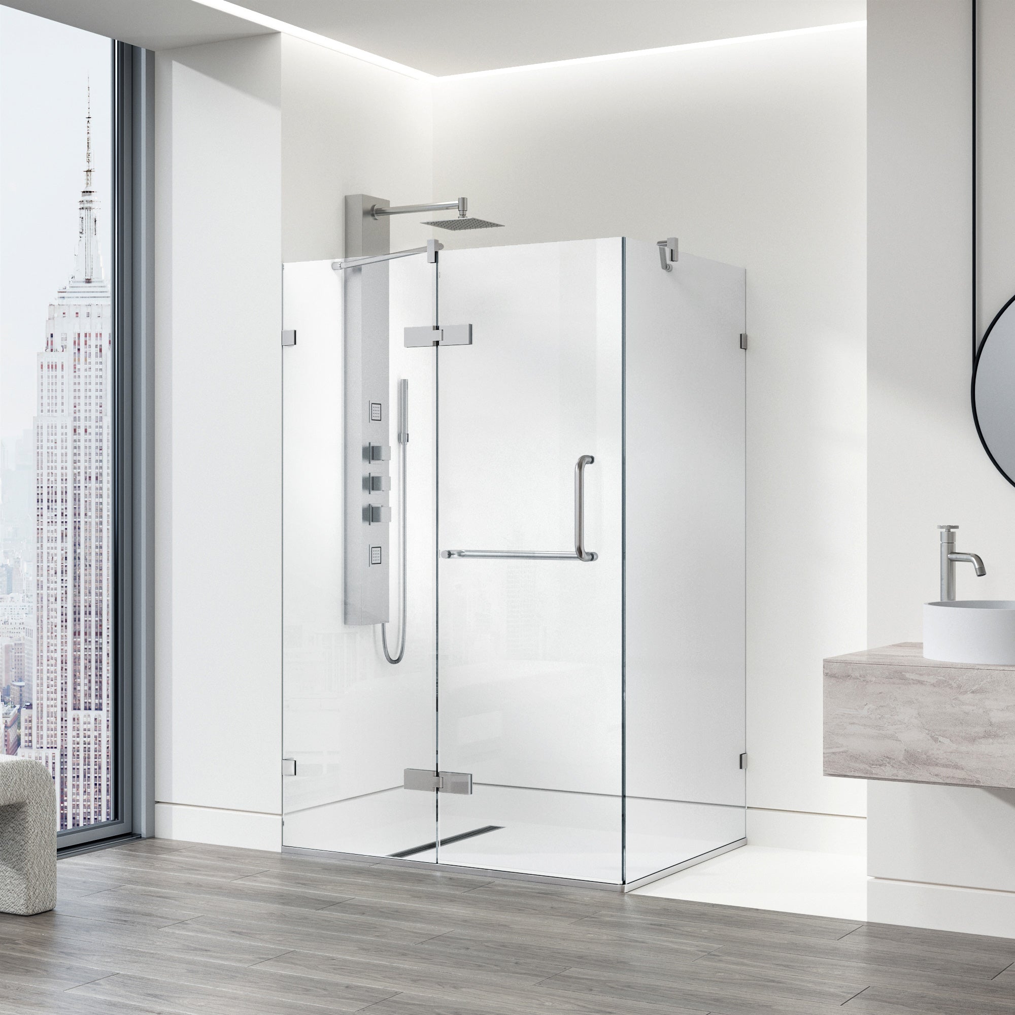 Standard installation shower with tempered safety glass