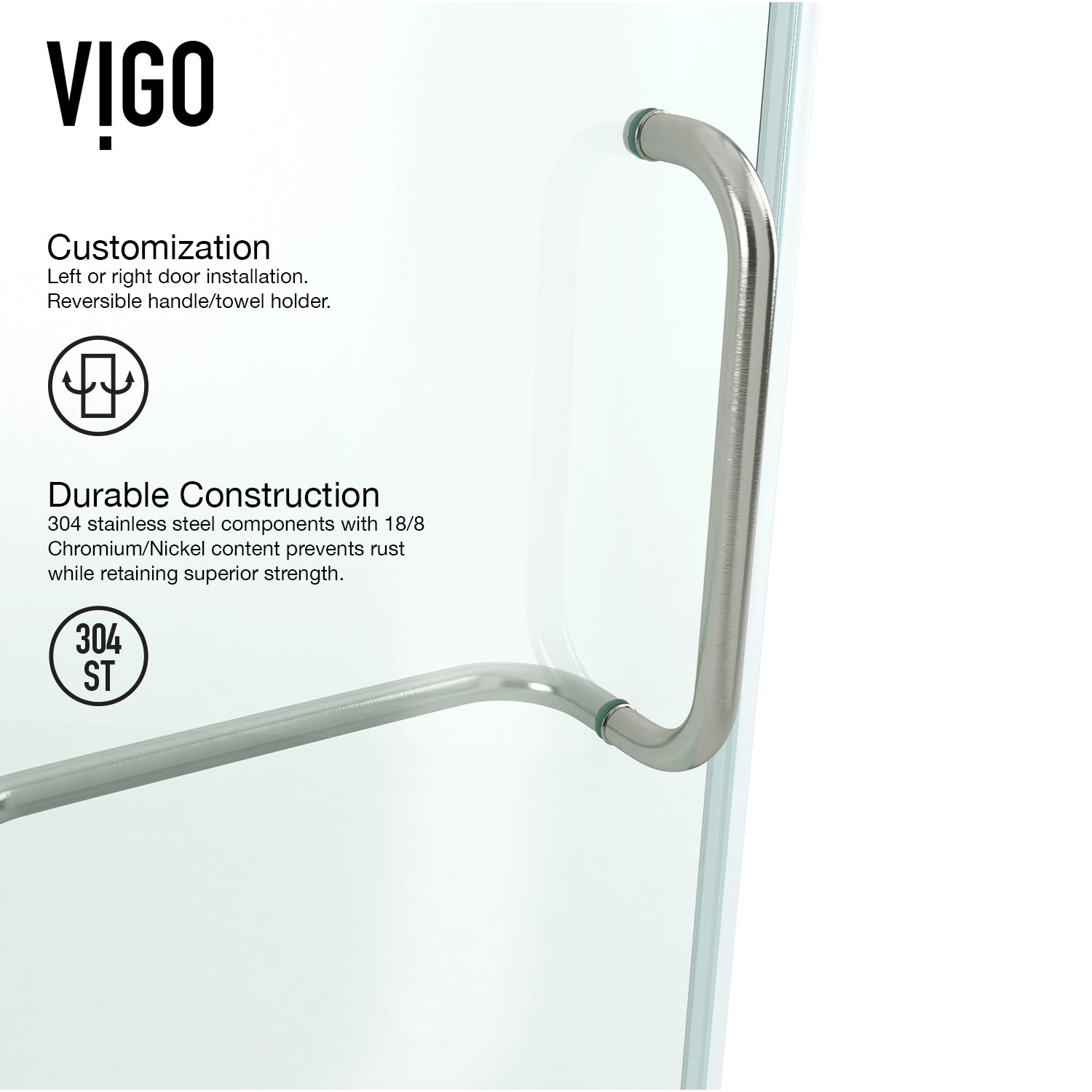 Brushed nickel shower enclosure with towel bar feature