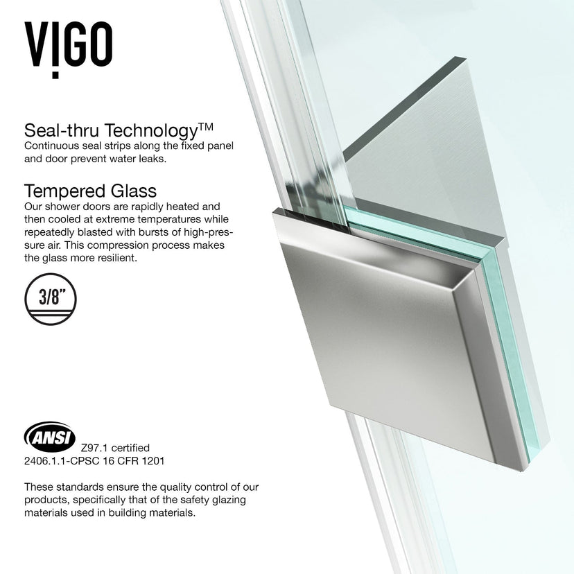 73-inch shower door with frameless design and clear glass