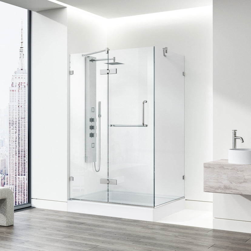 Left installation shower with tempered clear glass