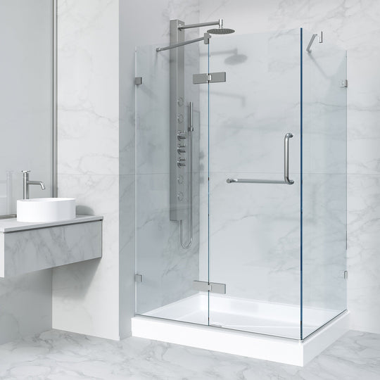 Left installation shower enclosure with base and slip-resistant floor