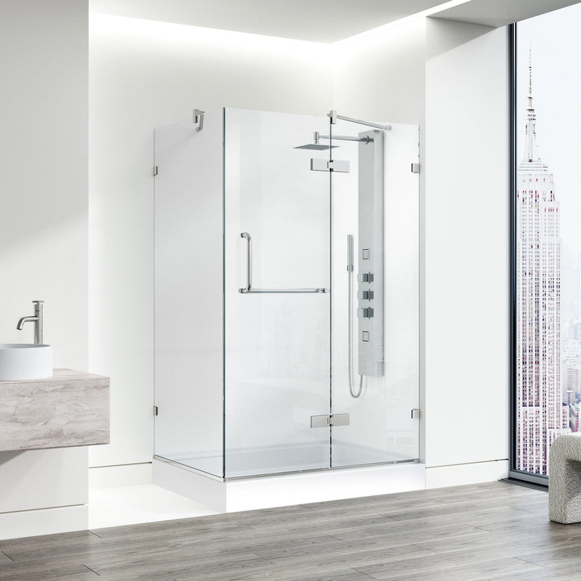 Right installation shower with tempered clear glass