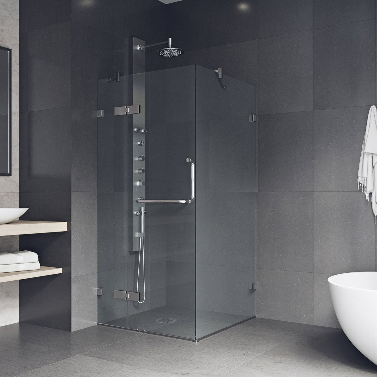 73-inch tall shower enclosure with included mounting hardware