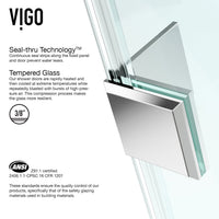 Chrome shower door with cool touch exterior and towel bar
