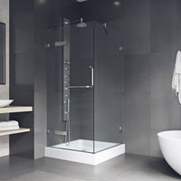 Tempered glass shower door with stainless steel hardware