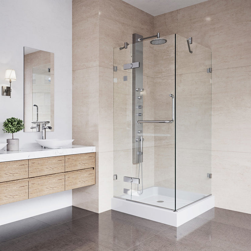 Modern shower enclosure with Magnalock and Seal-through tech