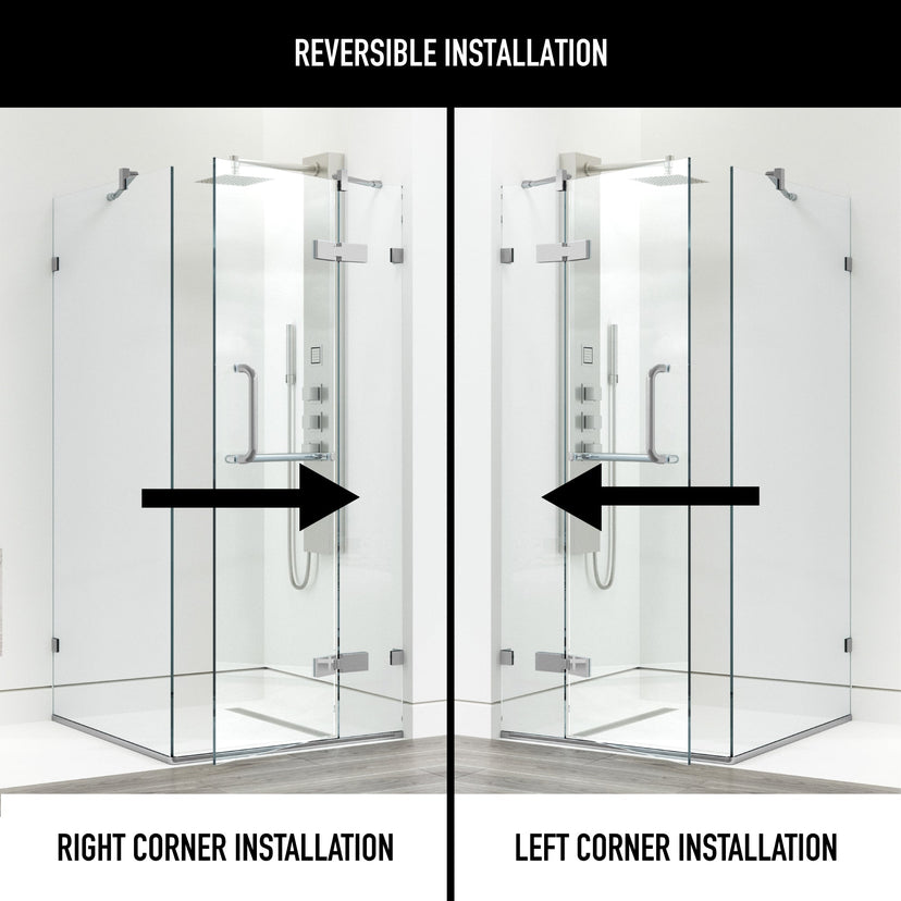 Clear glass shower with included mounting and door hardware