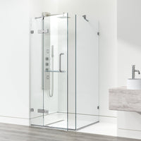 Standard installation frameless shower with clear glass