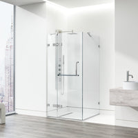 Chrome shower enclosure with towel bar feature