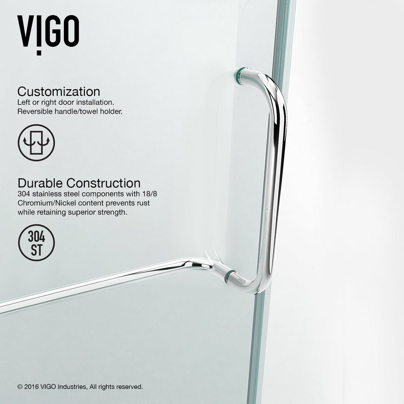 Tempered glass shower with reversible door installation