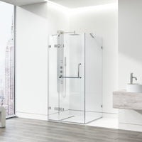 Monteray 34 in. L x 34 in. W x 73 in. H Frameless Hinged Square Shower Enclosure and Elan 24 in. Linear Shower Drain in Chrome