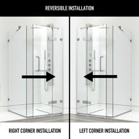 Monteray 34 in. L x 34 in. W x 73 in. H Frameless Hinged Square Shower Enclosure and Elan 24 in. Linear Shower Drain in Chrome