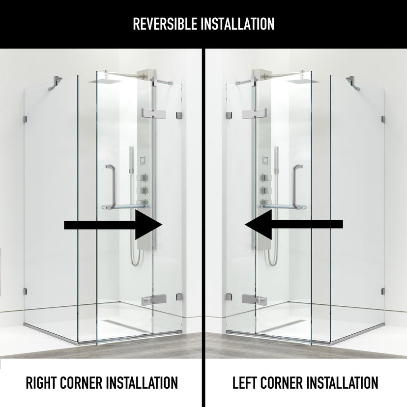Monteray 34 in. L x 34 in. W x 73 in. H Frameless Hinged Square Shower Enclosure and Elan 24 in. Linear Shower Drain in Chrome
