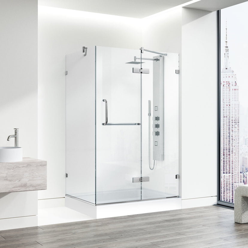 Right installation shower with tempered clear glass