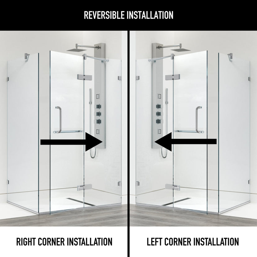 Shower door with included mounting and door hardware