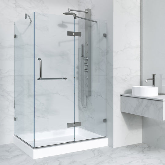 Right installation shower enclosure with base and slip-resistant floor