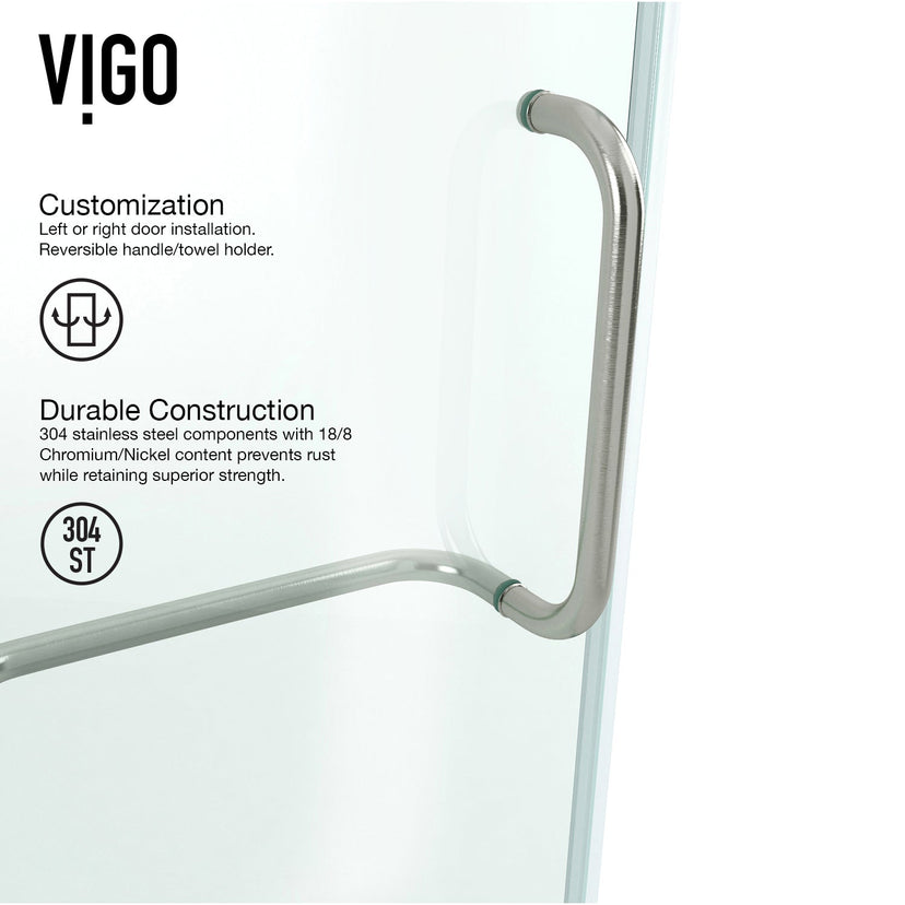 Shower enclosure with included mounting hardware and reversible door installation