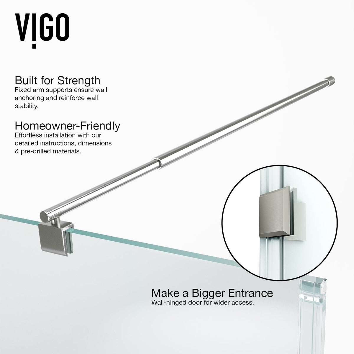 Modern shower enclosure with left or right door handle position and cool touch surface
