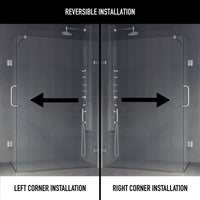 Pacifica 46 in. L x 34 in. W x 73 in. H Frameless Hinged Rectangle Shower Enclosure and Meridian 4-Piece Bath Hardware Set in Brushed Nickel