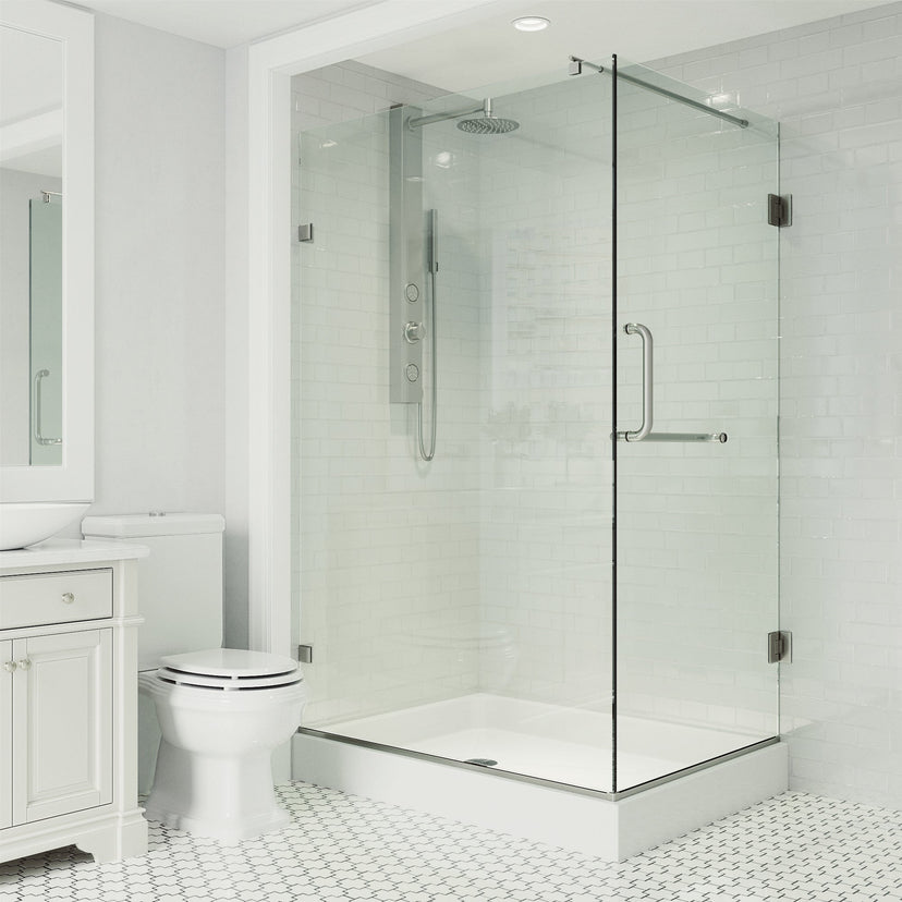 Tempered glass shower enclosure with base included and cool touch exterior