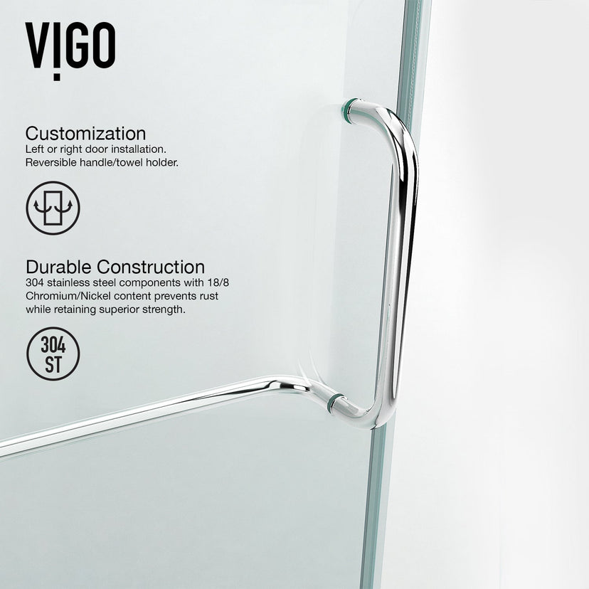 Shower enclosure with included mounting hardware and reversible door installation