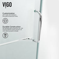Pacifica 46 in. L x 34 in. W x 73 in. H Frameless Hinged Rectangle Shower Enclosure and Meridian 4-Piece Bath Hardware Set in Chrome