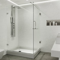 Tempered glass shower enclosure with base included and cool touch exterior