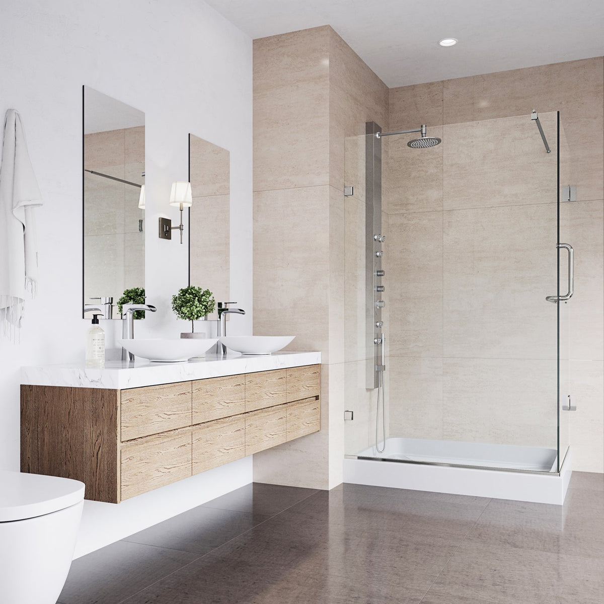 Shower enclosure with left installation and clear tempered glass