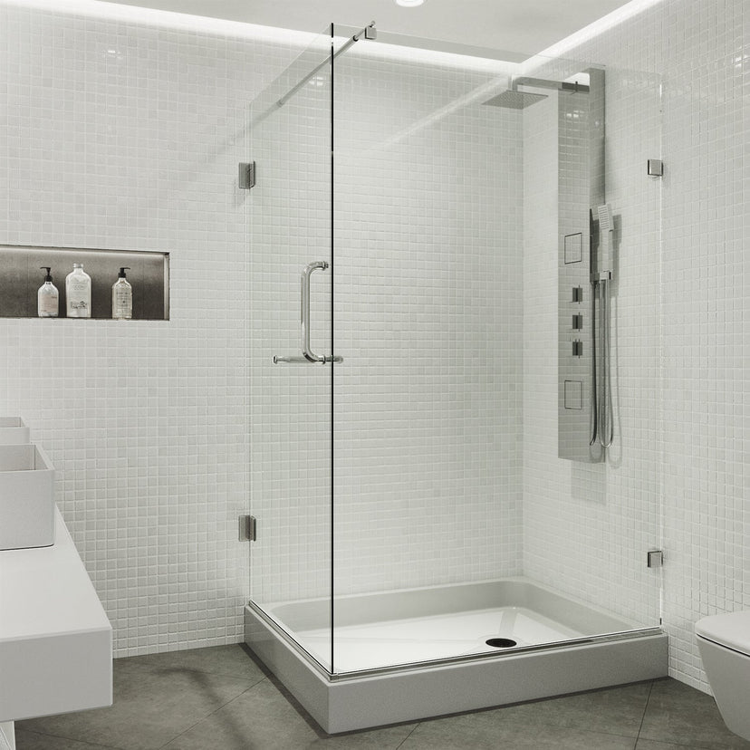 Shower with right installation and clear tempered glass