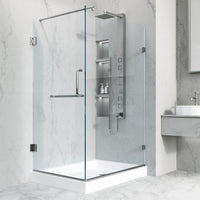 Shower enclosure with 79-inch height and right-sided opening design