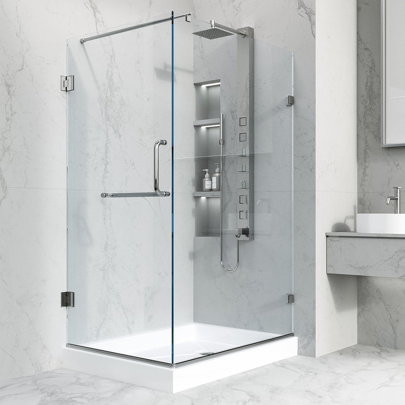 Shower enclosure with 79-inch height and right-sided opening design