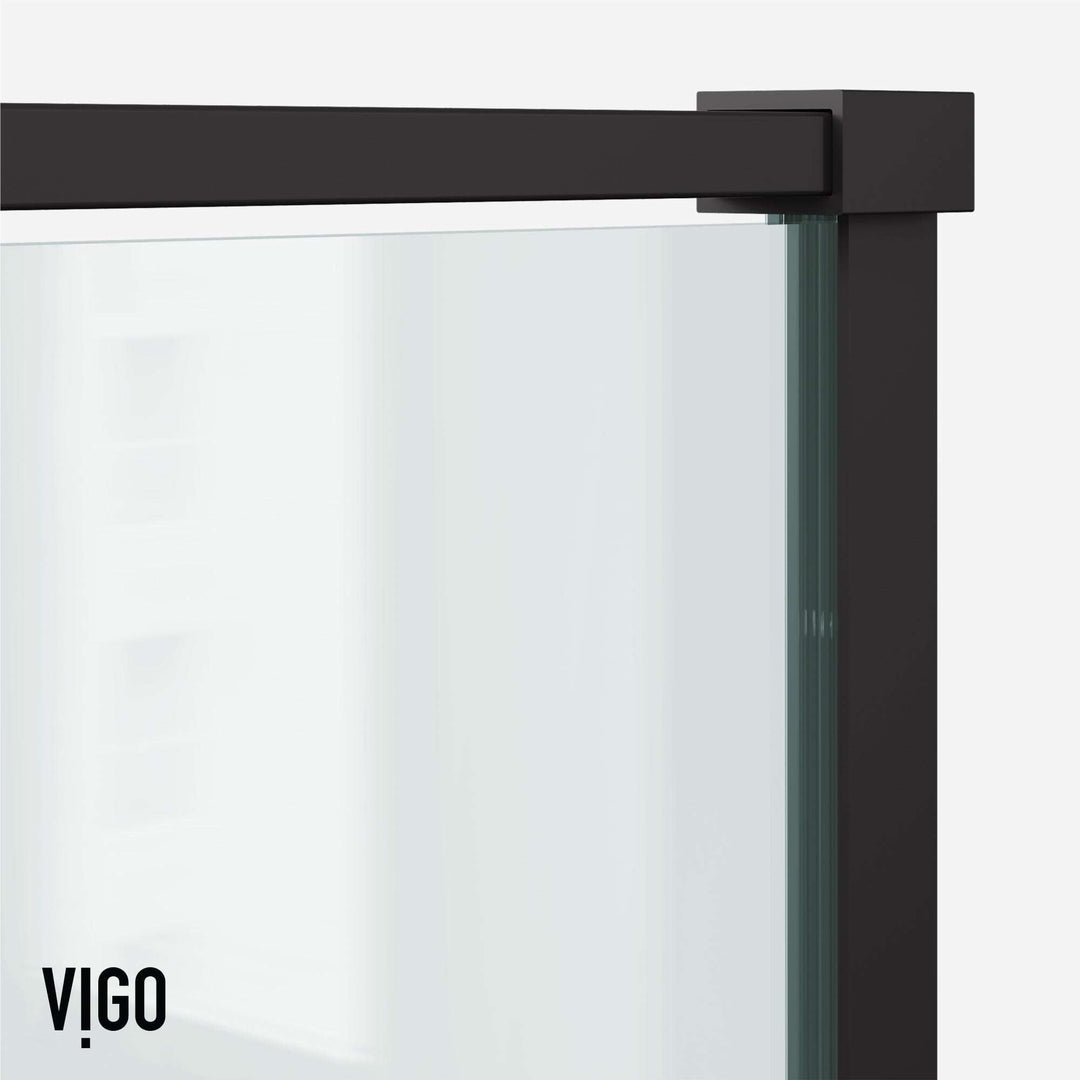 Modern shower door with stainless steel hardware and reversible installation