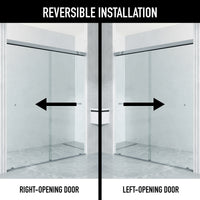 Satro E-Class 52 to 60 in. W x 74 in. H Semi-Frameless Double-Sliding Shower Door and Satro 3-Piece Bath Hardware Set in Chrome