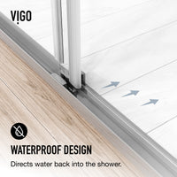 Satro E-Class 52 to 60 in. W x 74 in. H Semi-Frameless Double-Sliding Shower Door and Satro 3-Piece Bath Hardware Set in Chrome