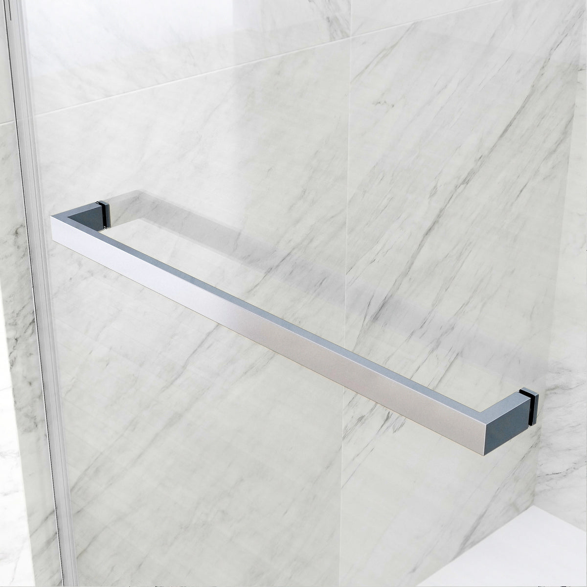 Satro E-Class 52 to 60 in. W x 74 in. H Semi-Frameless Double-Sliding Shower Door and Meridian 4-Piece Bath Hardware Set in Chrome