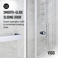 Satro E-Class 52 to 60 in. W x 74 in. H Semi-Frameless Double-Sliding Shower Door and Meridian 4-Piece Bath Hardware Set in Chrome