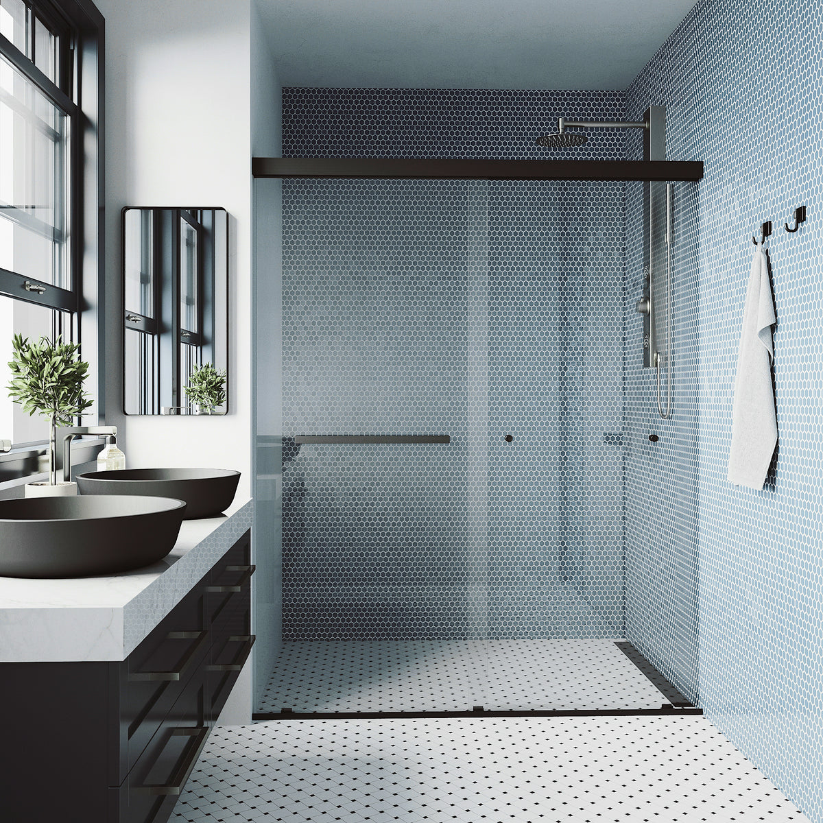 Satro E-Class Semi-Frameless Double-Sliding Shower Door