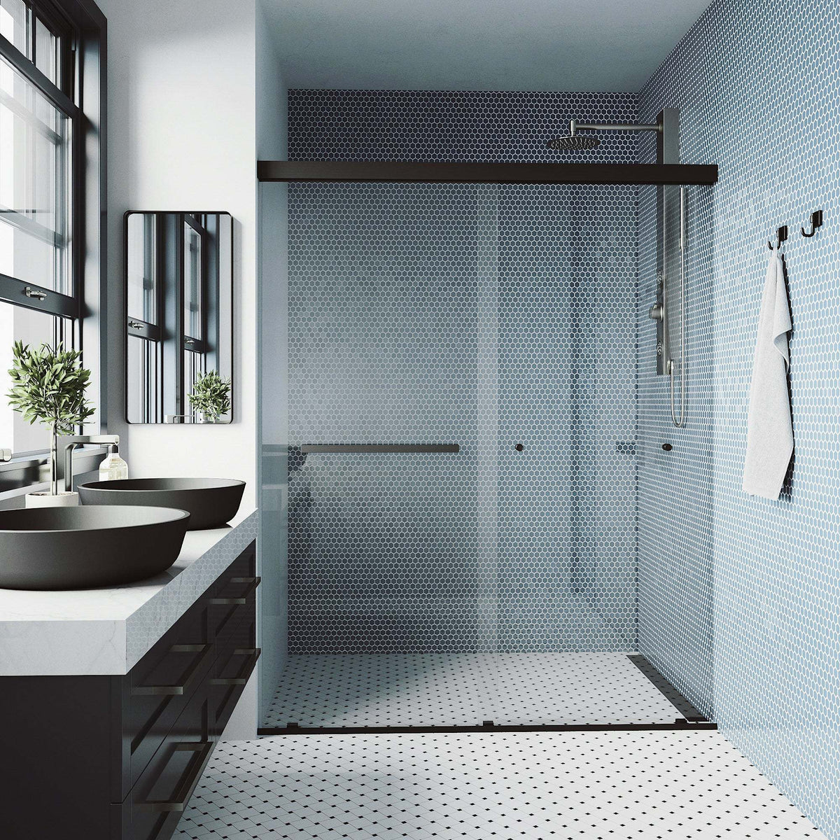 Satro E-Class Semi-Frameless Double-Sliding Shower Door