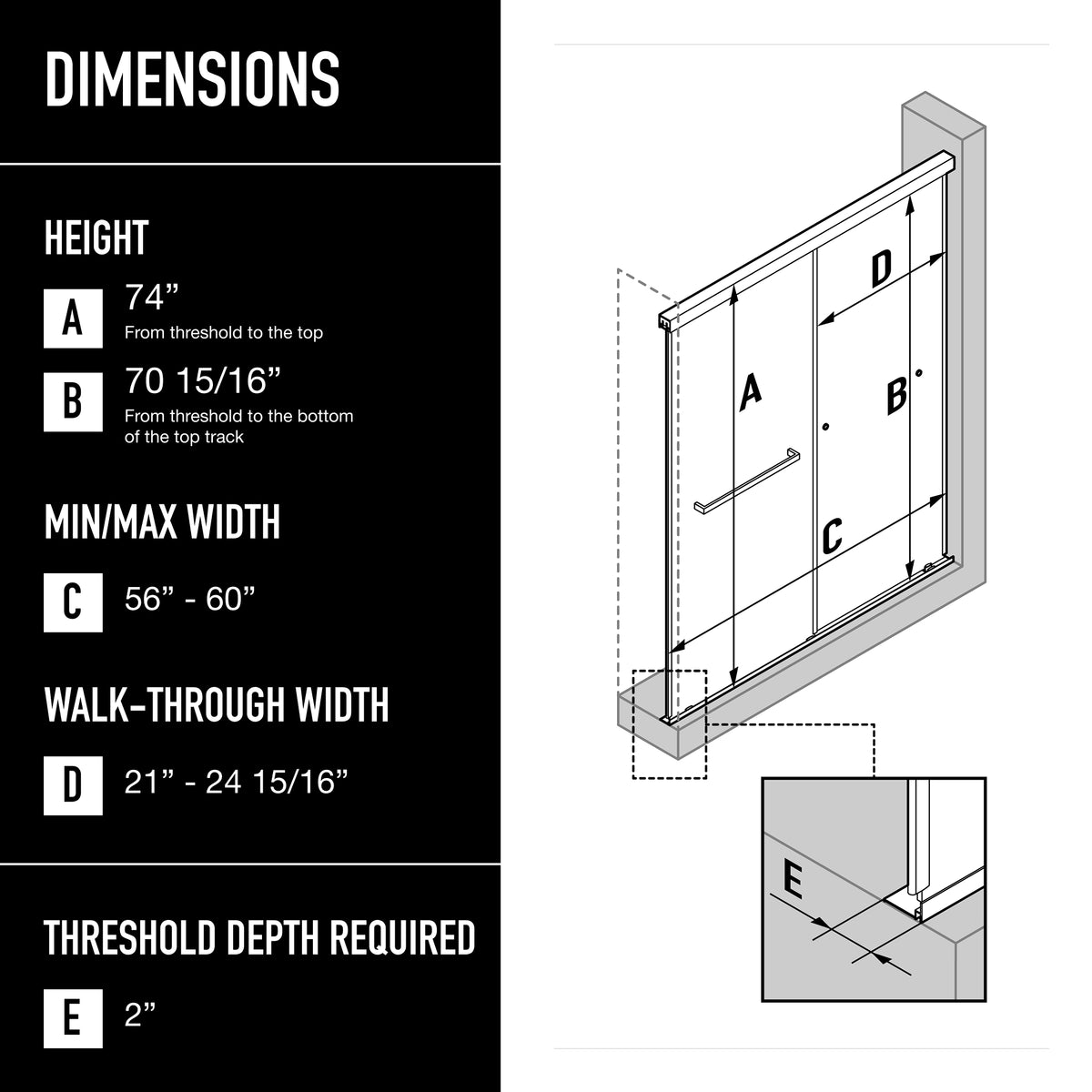 Satro E-Class Semi-Frameless Double-Sliding Shower Door