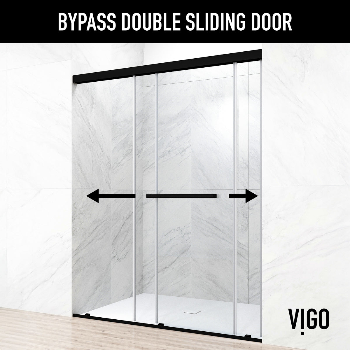 Satro E-Class 52 to 60 in. W x 74 in. H Semi-Frameless Double-Sliding Shower Door and Elan 24 in. Linear Shower Drain in Matte Black